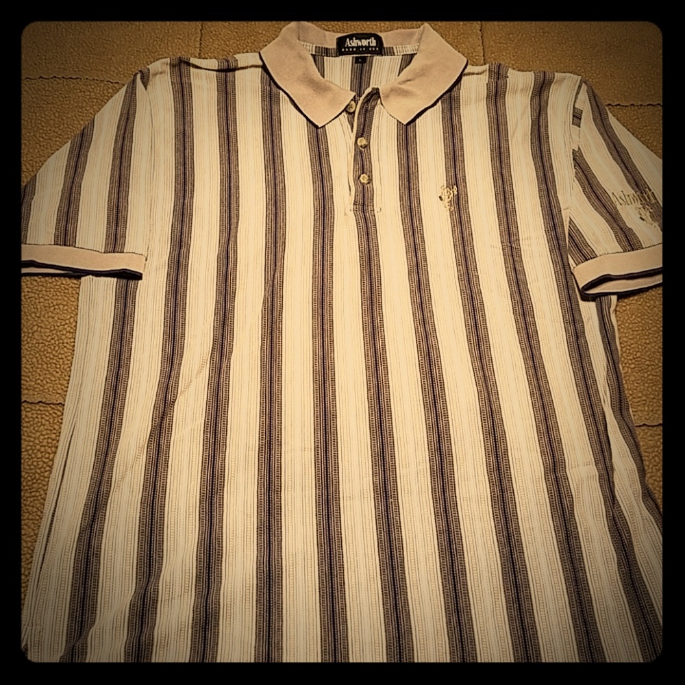 Large Ashworth made in the USA Polo stripe shirt